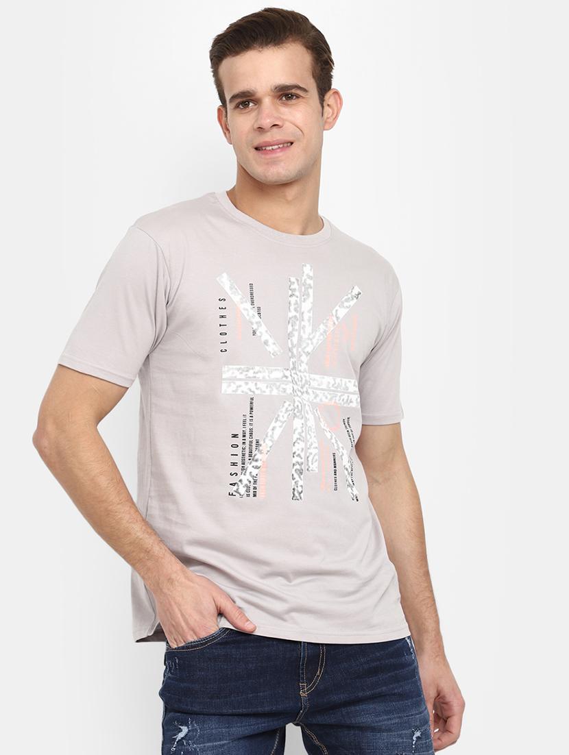 grey front printed regular t-shirt - 20672446 - Standard Image - 2