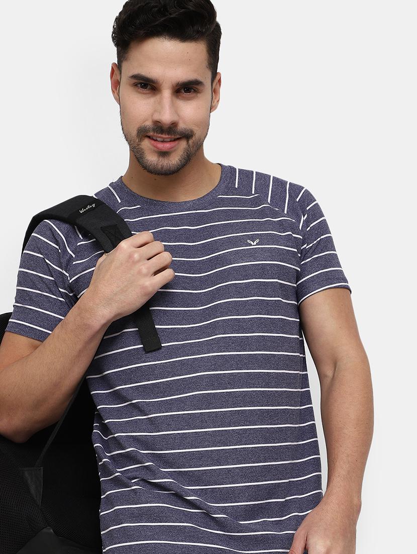 blue striped printed casual t-shirt - 20672464 - Standard Image - 2