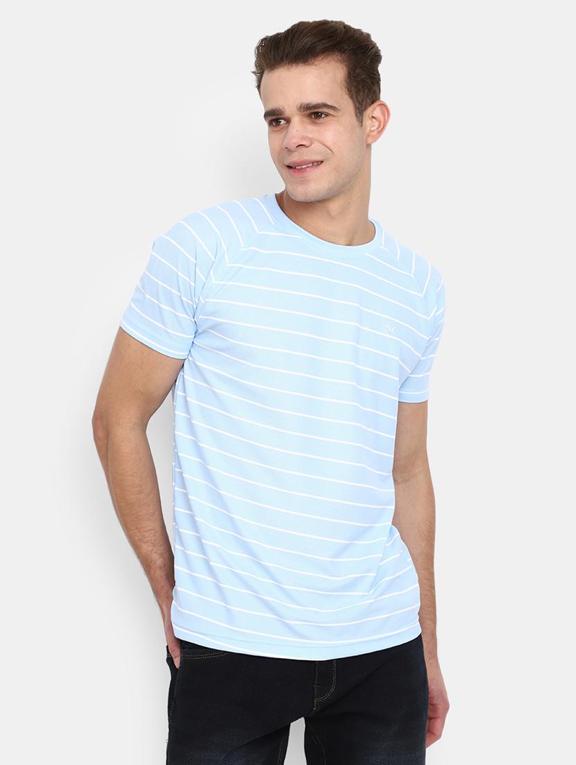 light blue striped printed casual t-shirt - 20672465 - Standard Image - 2