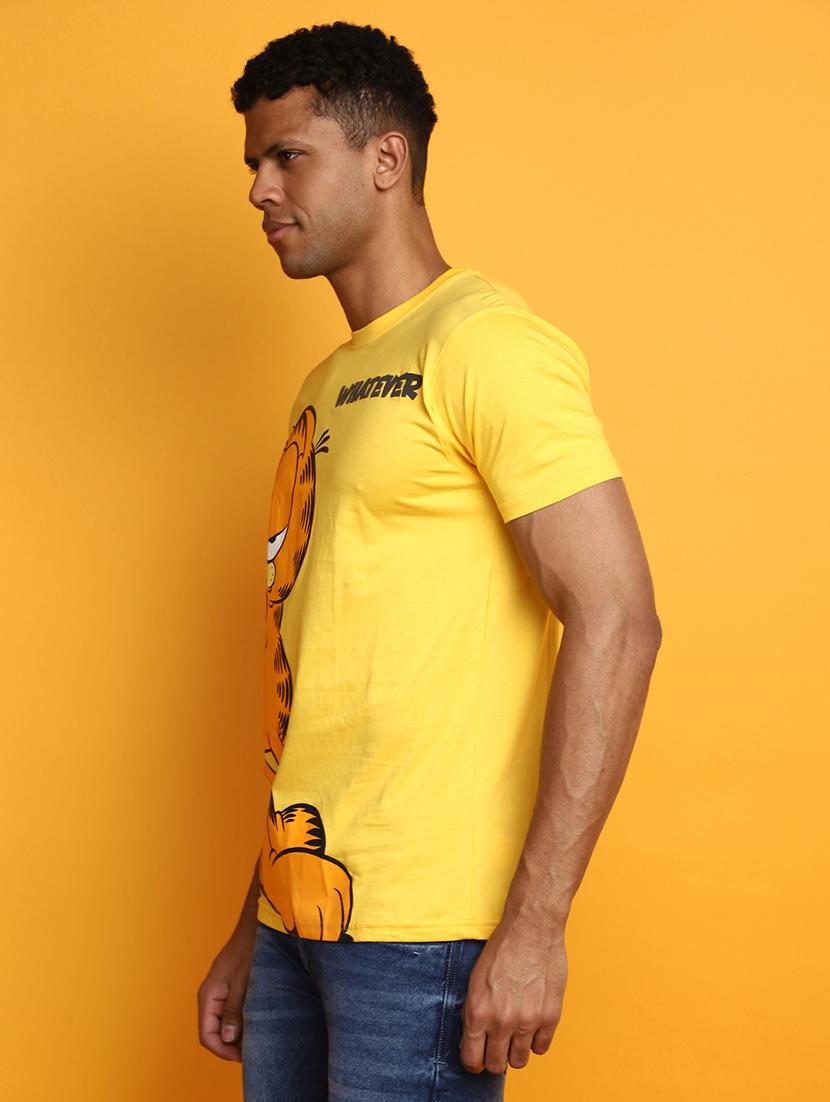 yellow front printed casual t-shirt - 20672608 - Standard Image - 2