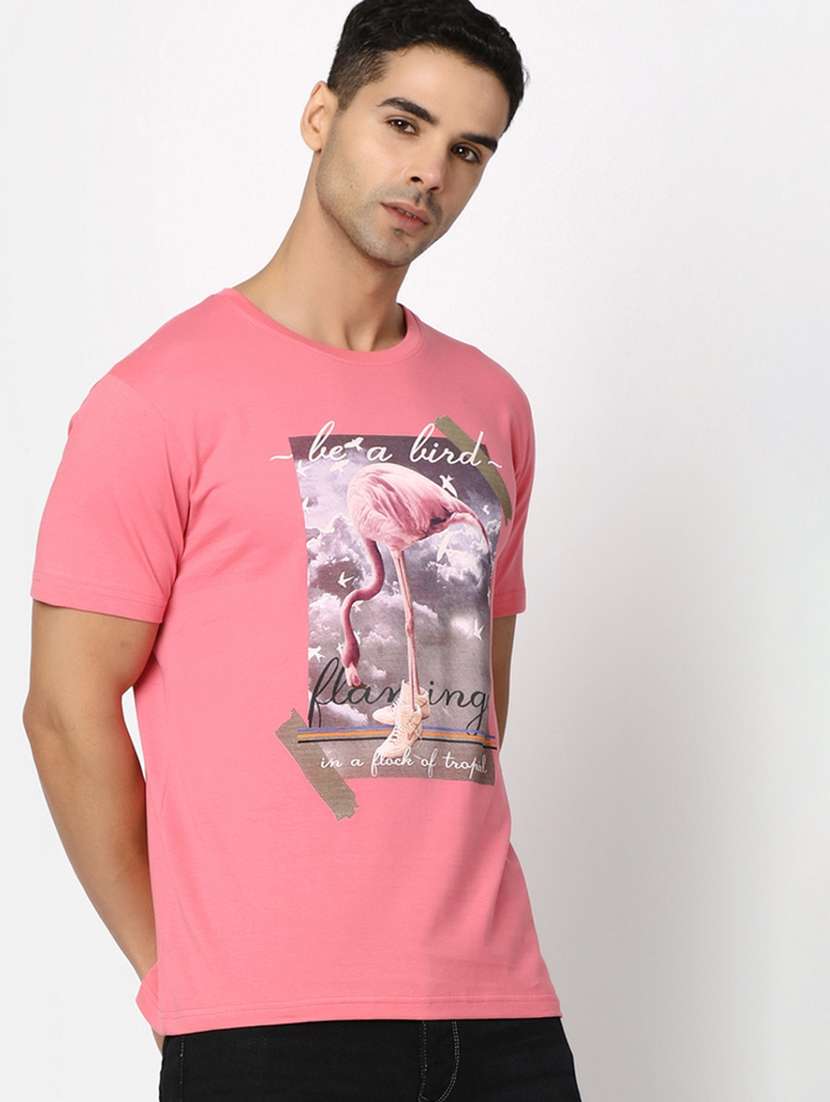 pink front printed casual t-shirt - 20672716 -  Standard Image - 2