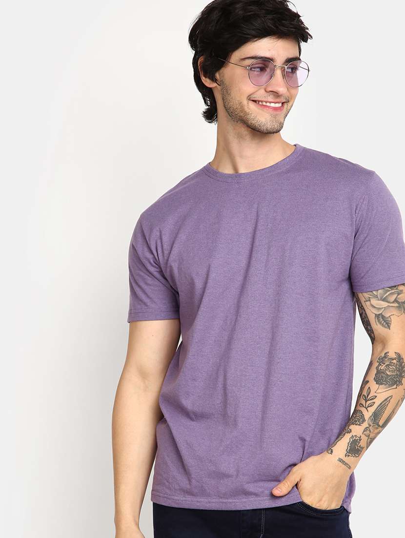 solid purple cotton casual t-shirt - 20672723 -  Standard Image - 2