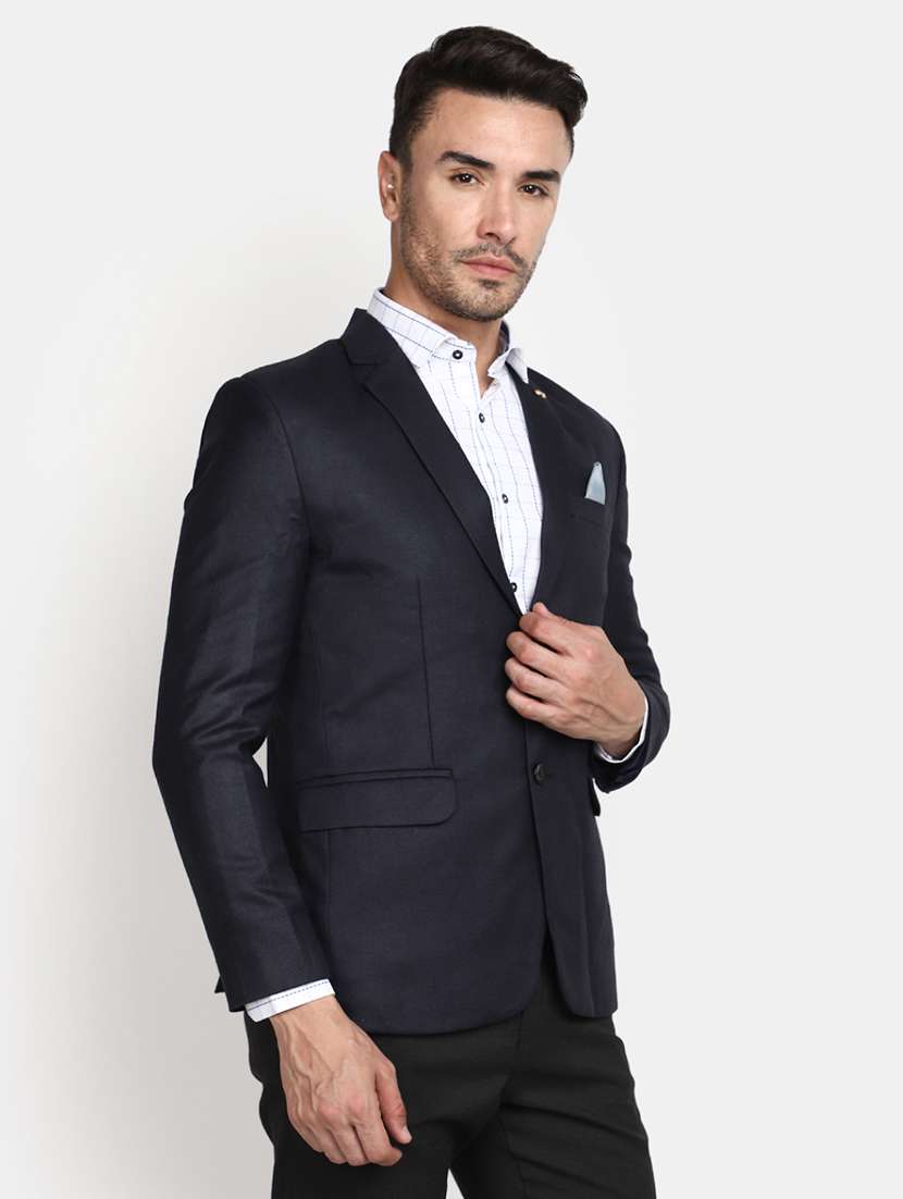 men solid single breasted casual blazer - 20673210 -  Standard Image - 2