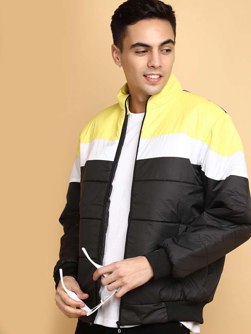 men long sleeved color block quilted jacket - 20673381 -  Standard Image - 2