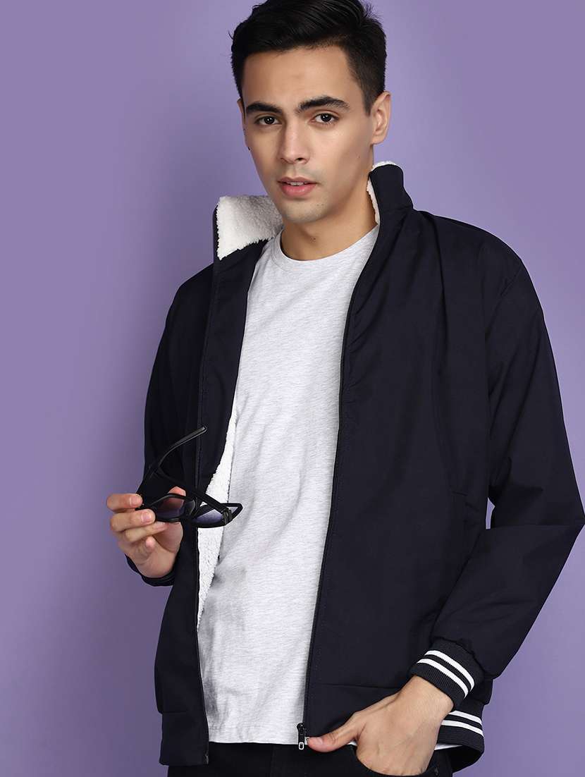 navy blue cotton casual jacket - 20673382 -  Standard Image - 2