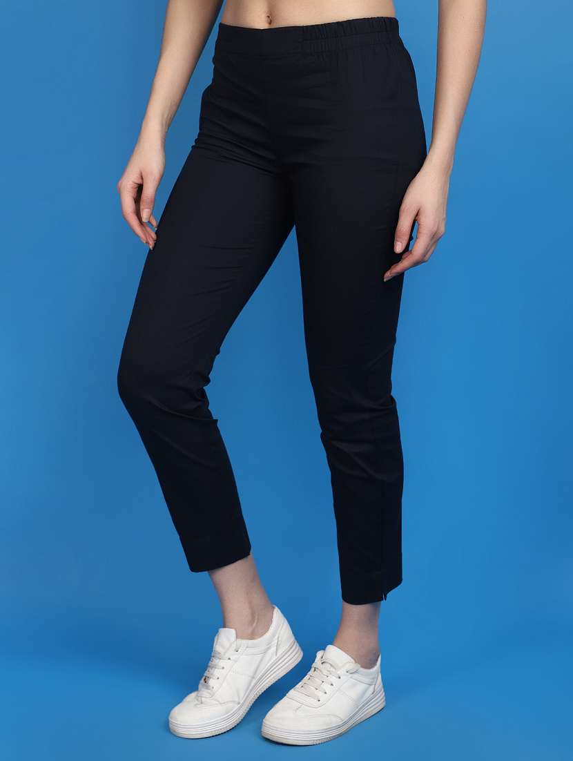 women mid rise solid tapered pant - 20675060 -  Standard Image - 2
