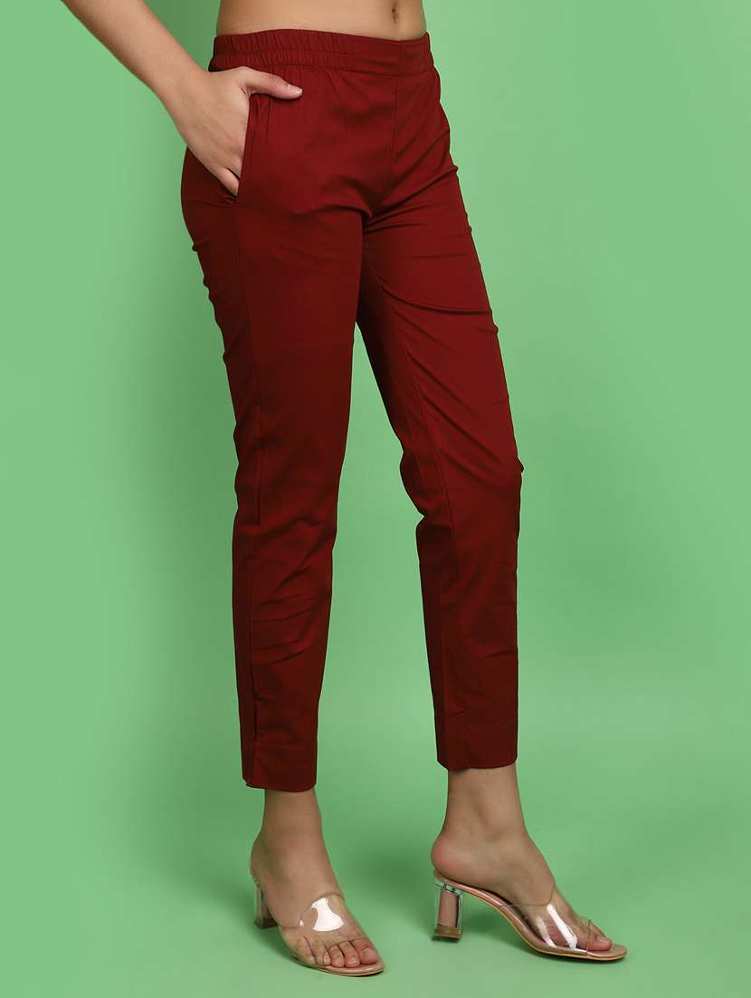 women mid rise solid tapered pant - 20675061 -  Standard Image - 2