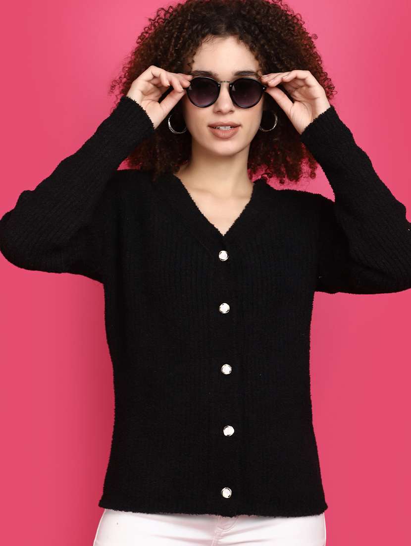 women black long sleeves cardigans - 20676793 - Standard Image - 2