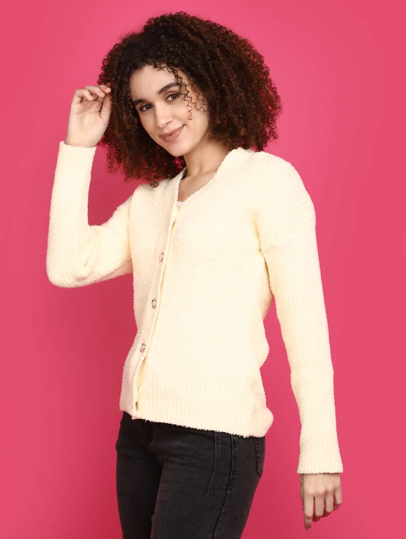 women yellow long sleeves cardigans