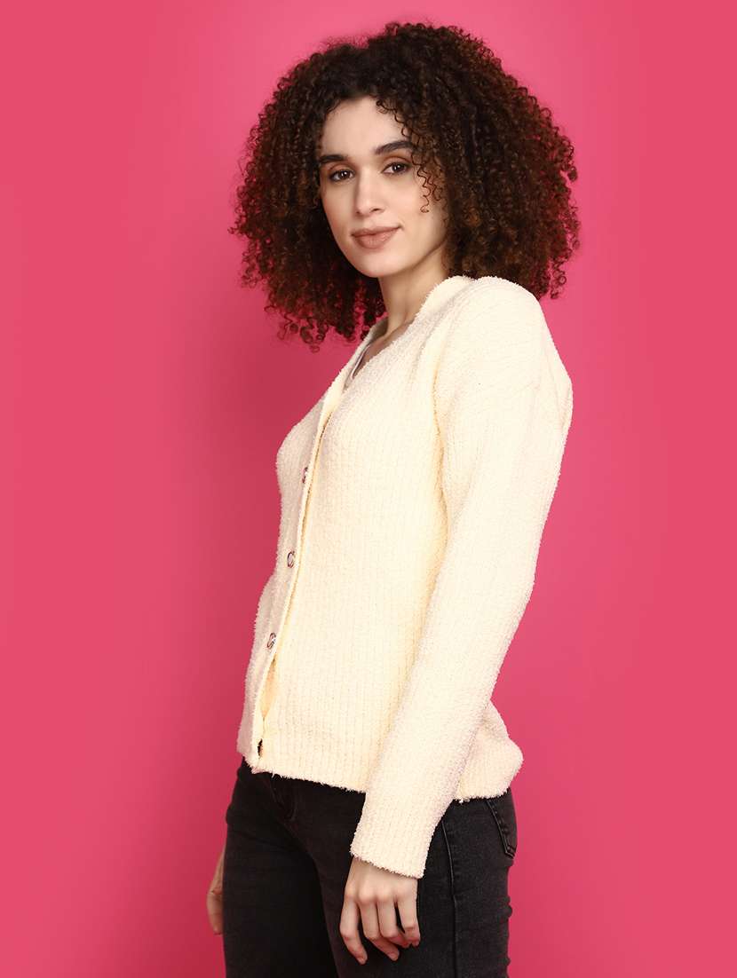 women yellow long sleeves cardigans - 20676794 - Standard Image - 2