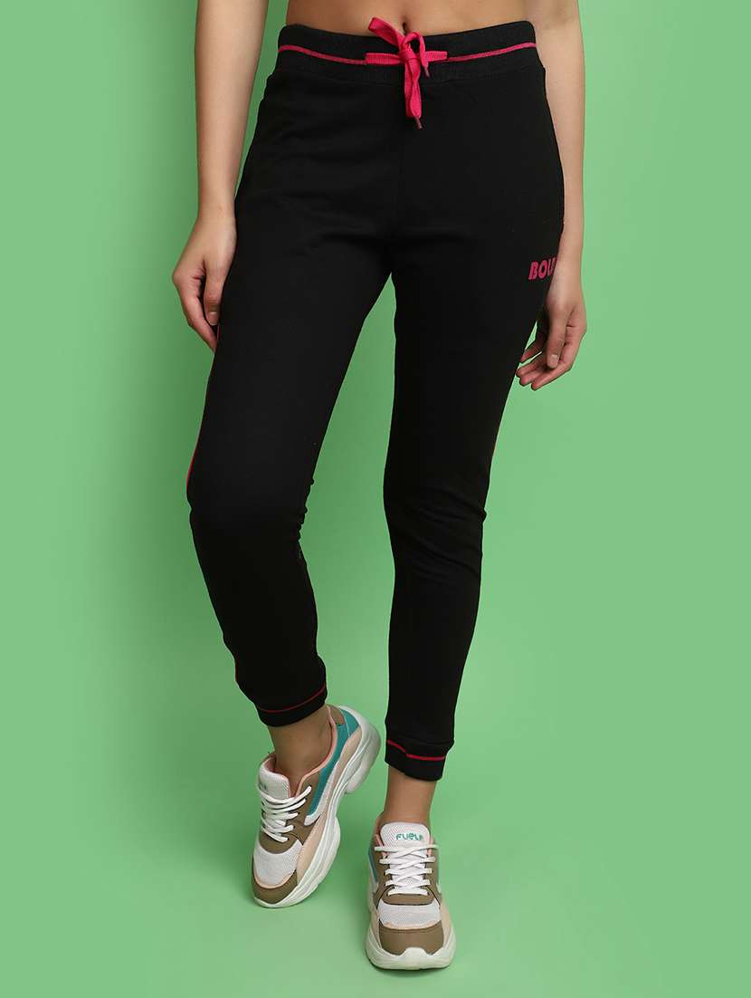 women black solids yoga track pant