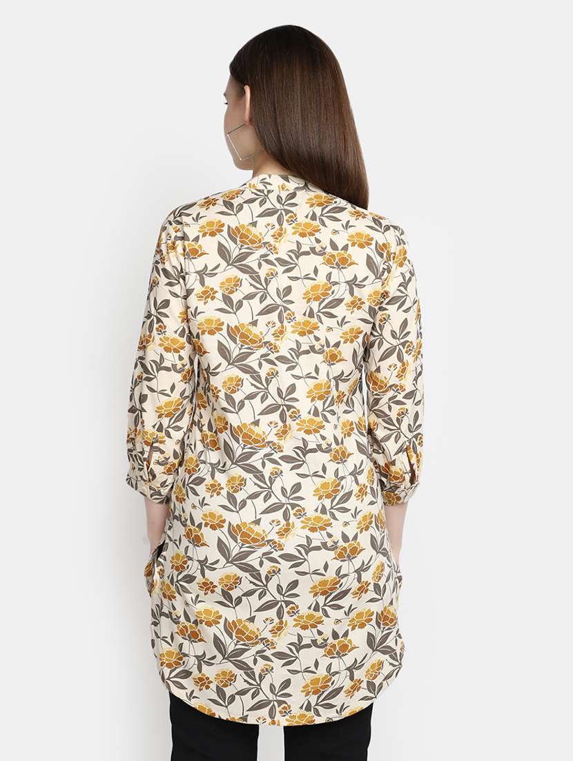 women floral mandarin neck high-low tunic - 20681338 -  Standard Image - 2