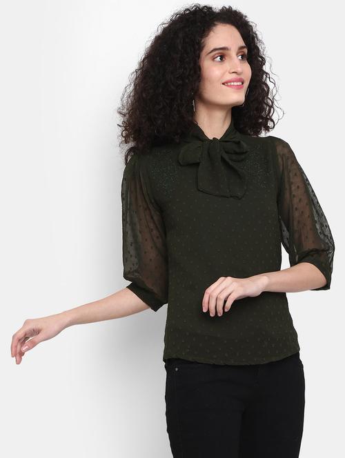 women tie up neck top - 20681981 - Standard Image - 0