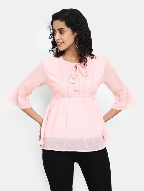 pink cotton a line top - 20682031 - Standard Image - 0