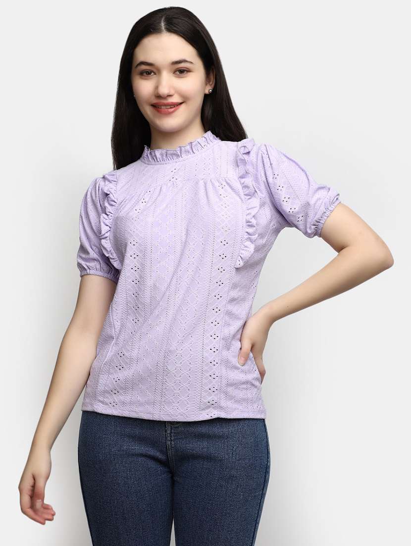 purple cotton regular top