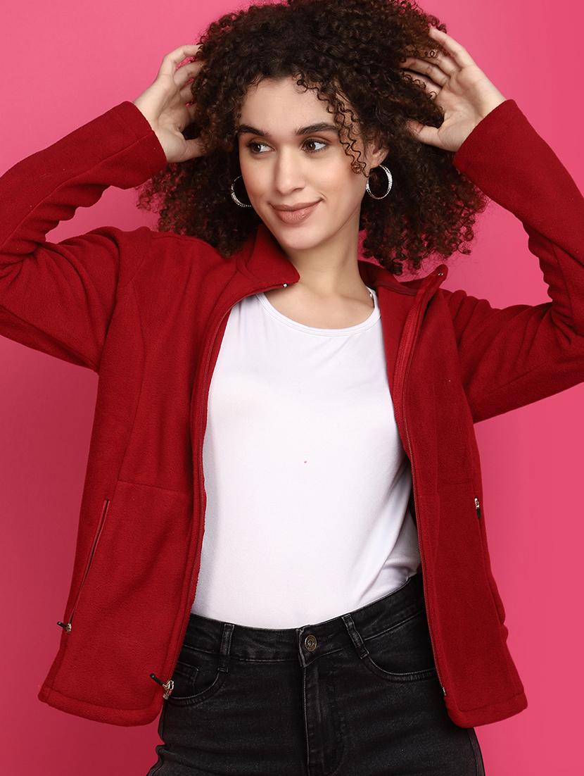 women maroon solids sweatshirt - 20682483 - Standard Image - 2