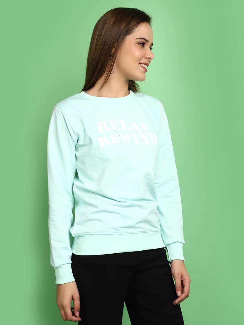 women ai aqua round neck sweatshirts - 20682741 -  Standard Image - 2