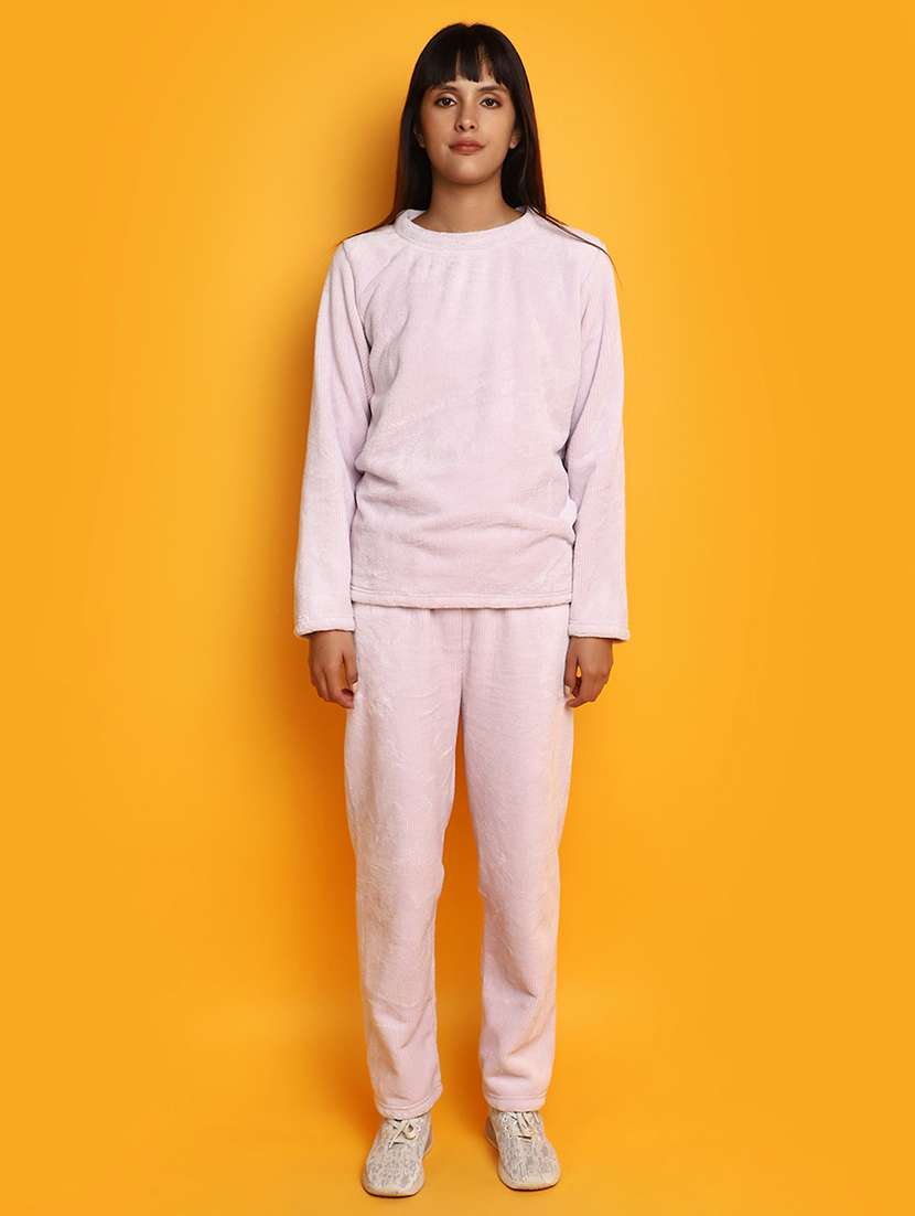 women solid nightwear pyjama set