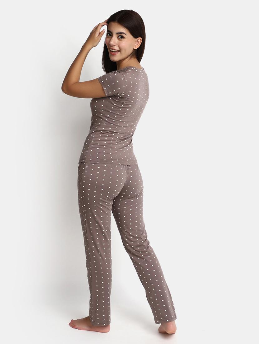 brown cotton pyjama set nightwear - 20682838 - Standard Image - 2