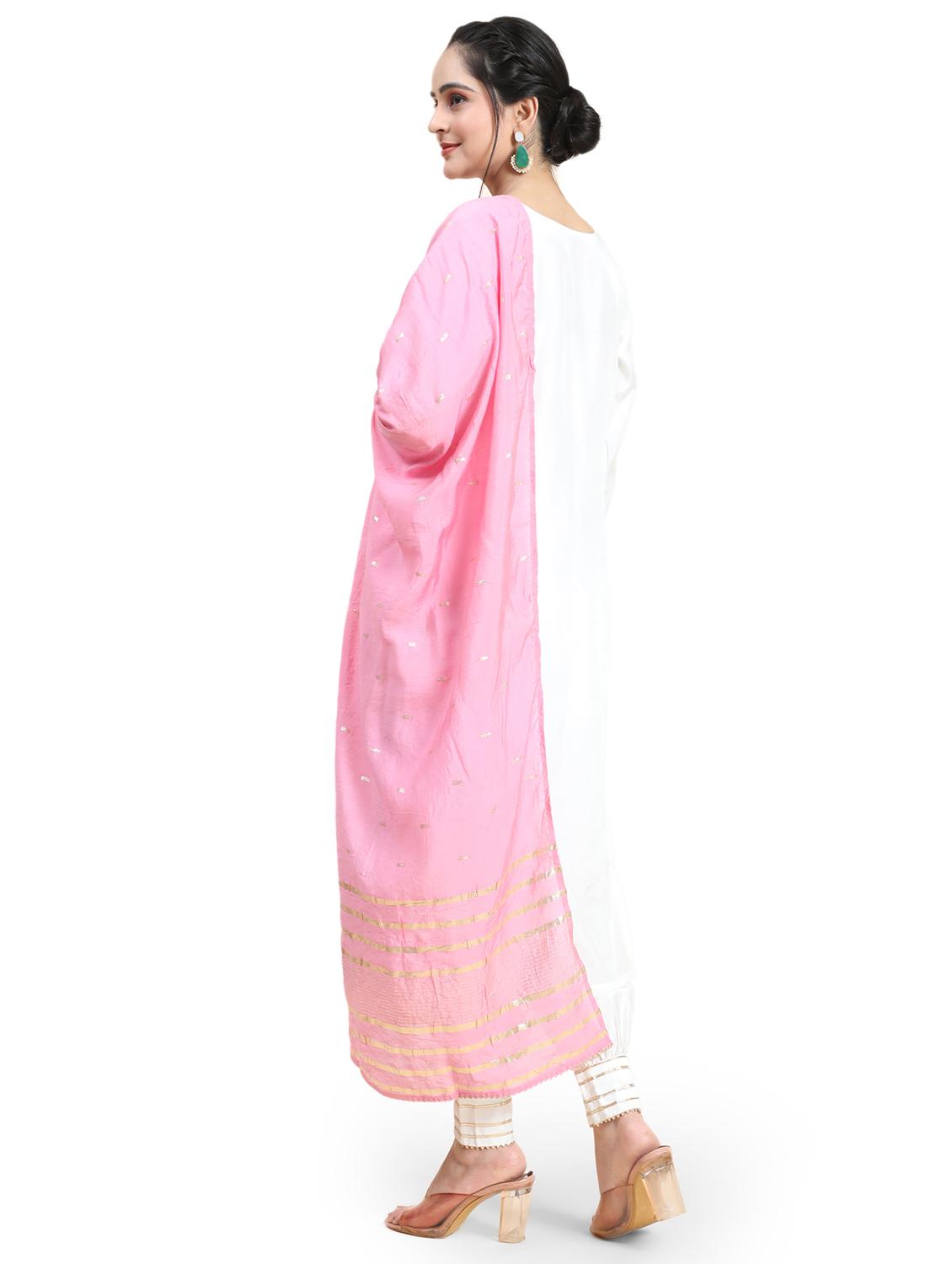 white three quarter sleeve kurta salwar set - 20683033 - Standard Image - 2