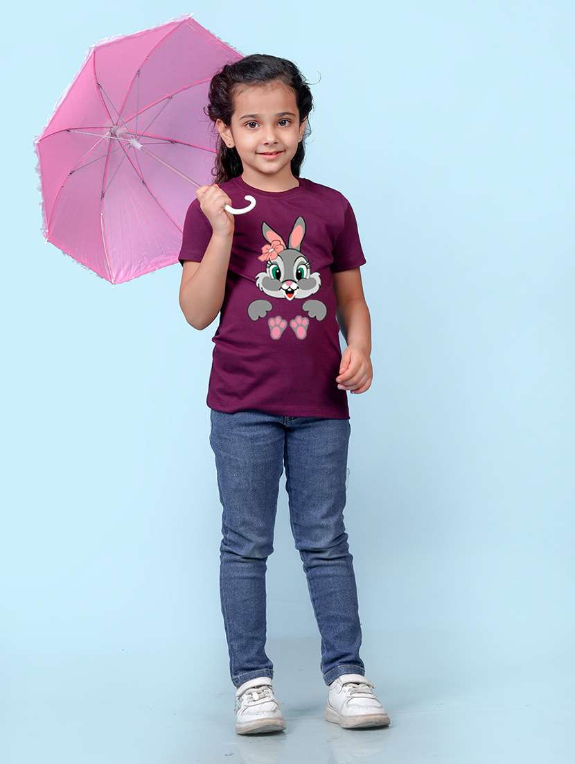 girls graphic printed round neck regular tee - 20683065 -  Standard Image - 2