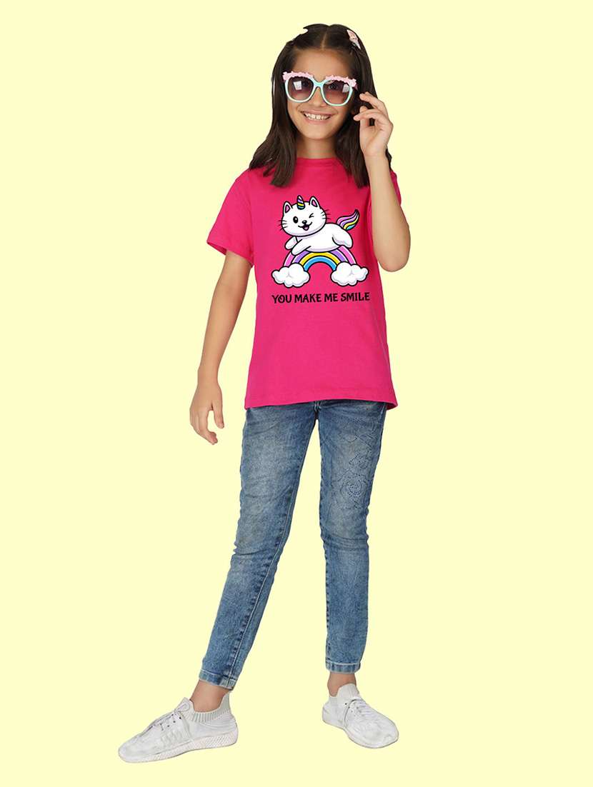 girl round neck graphic print tee - 20683077 -  Standard Image - 2