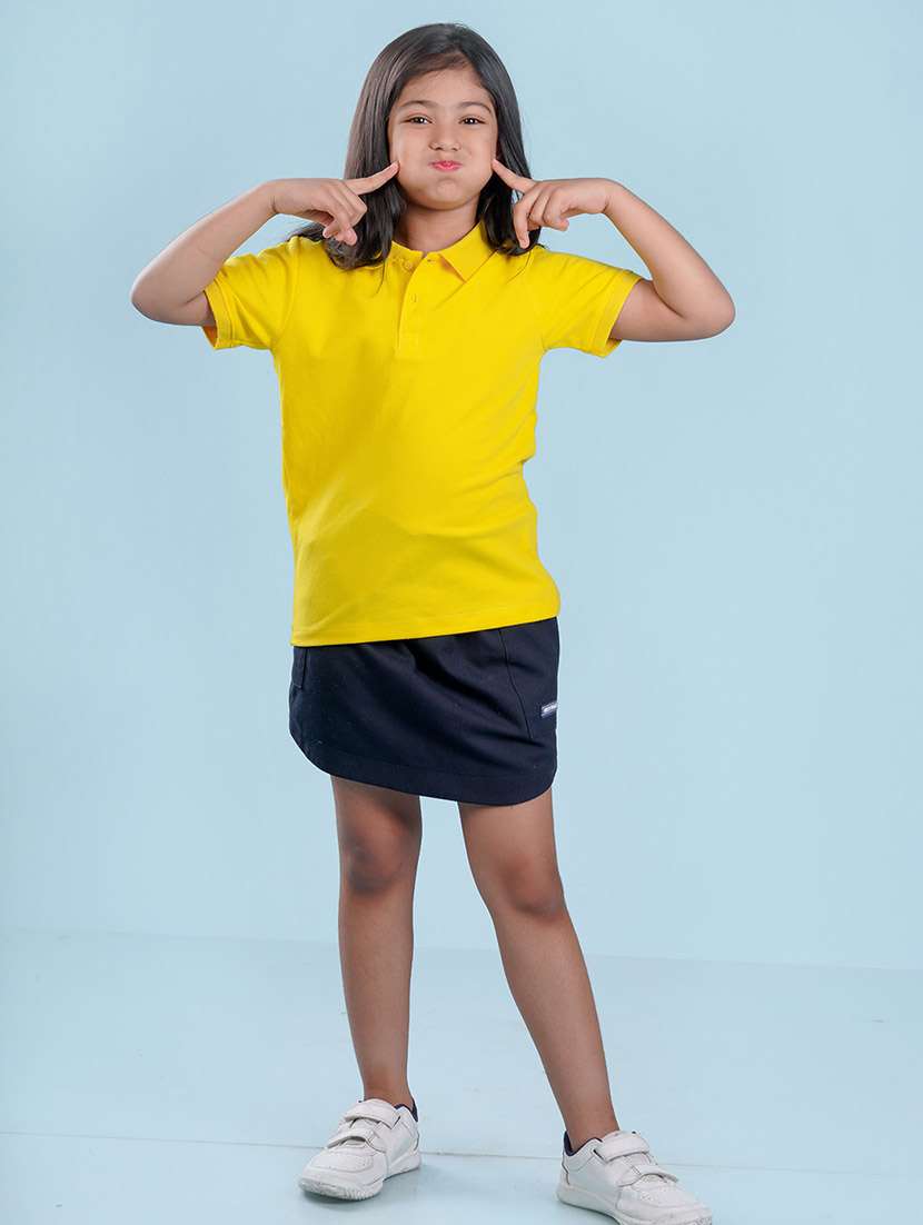 girls yellow solid polo tee - 20683080 - Standard Image - 2