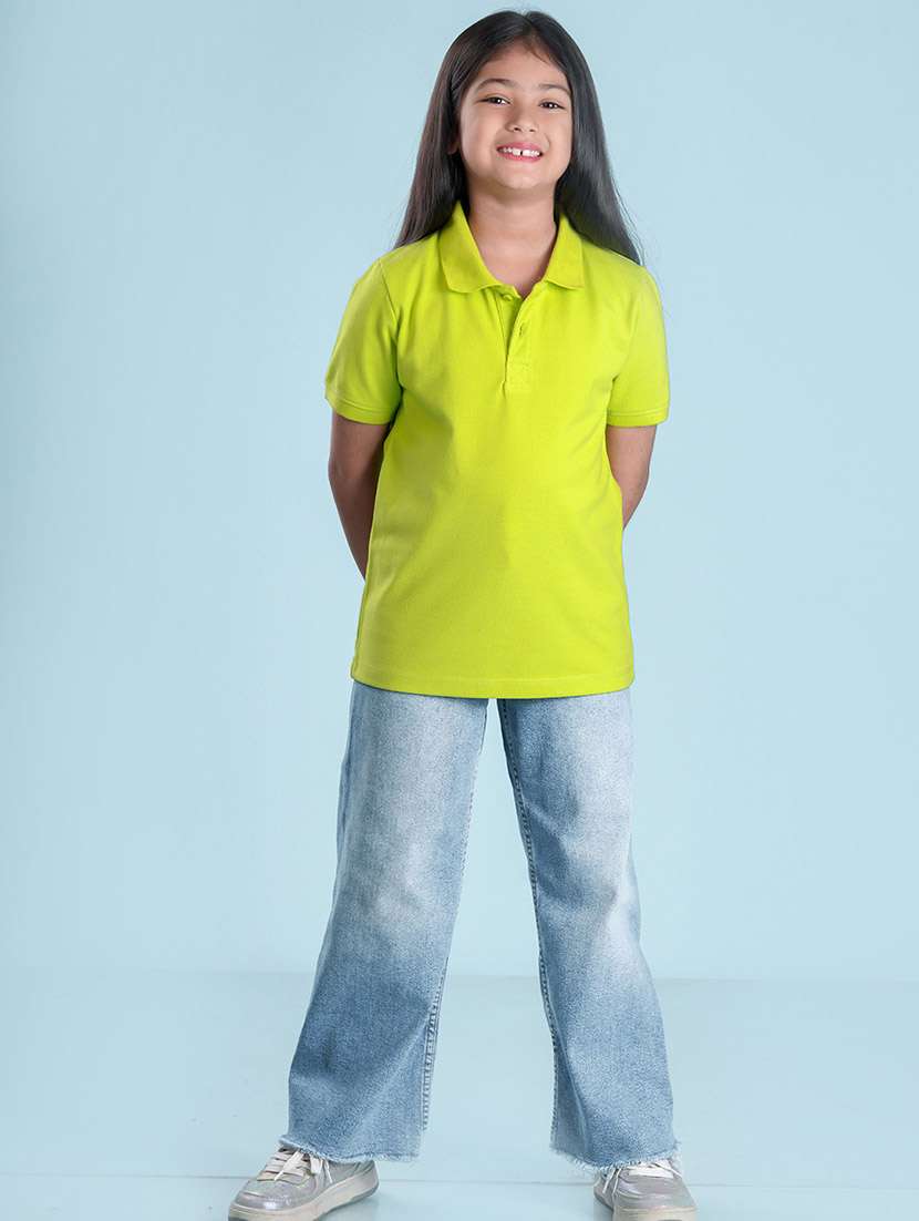 kids solid green polo t-shirt - 20683082 - Standard Image - 2