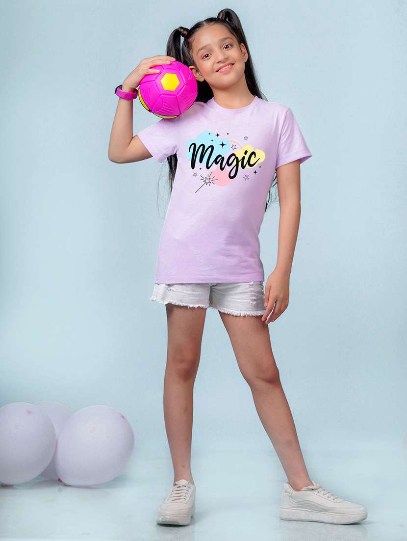 girls graphic printed round neck regular tee - 20683094 -  Standard Image - 2