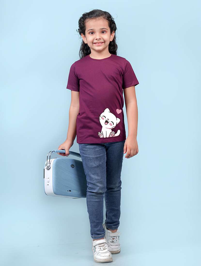 girls burgundy graphic regular tee - 20683108 -  Standard Image - 2