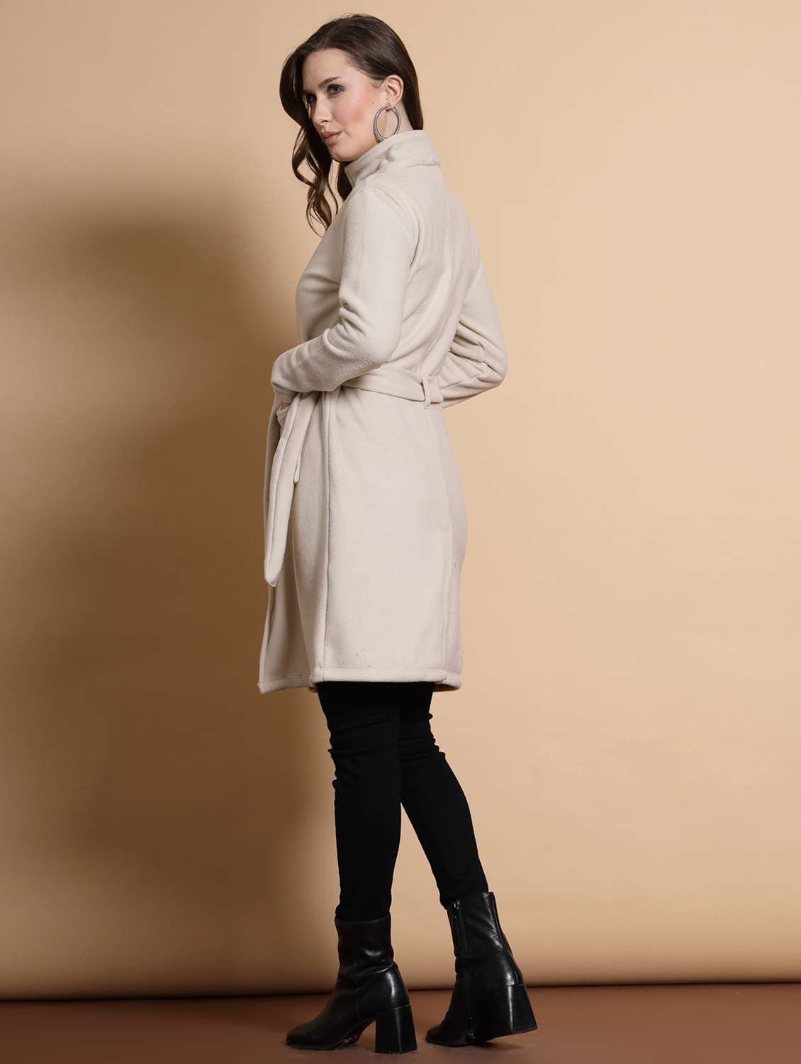 women beige solid trench coat - 20683118 -  Standard Image - 2
