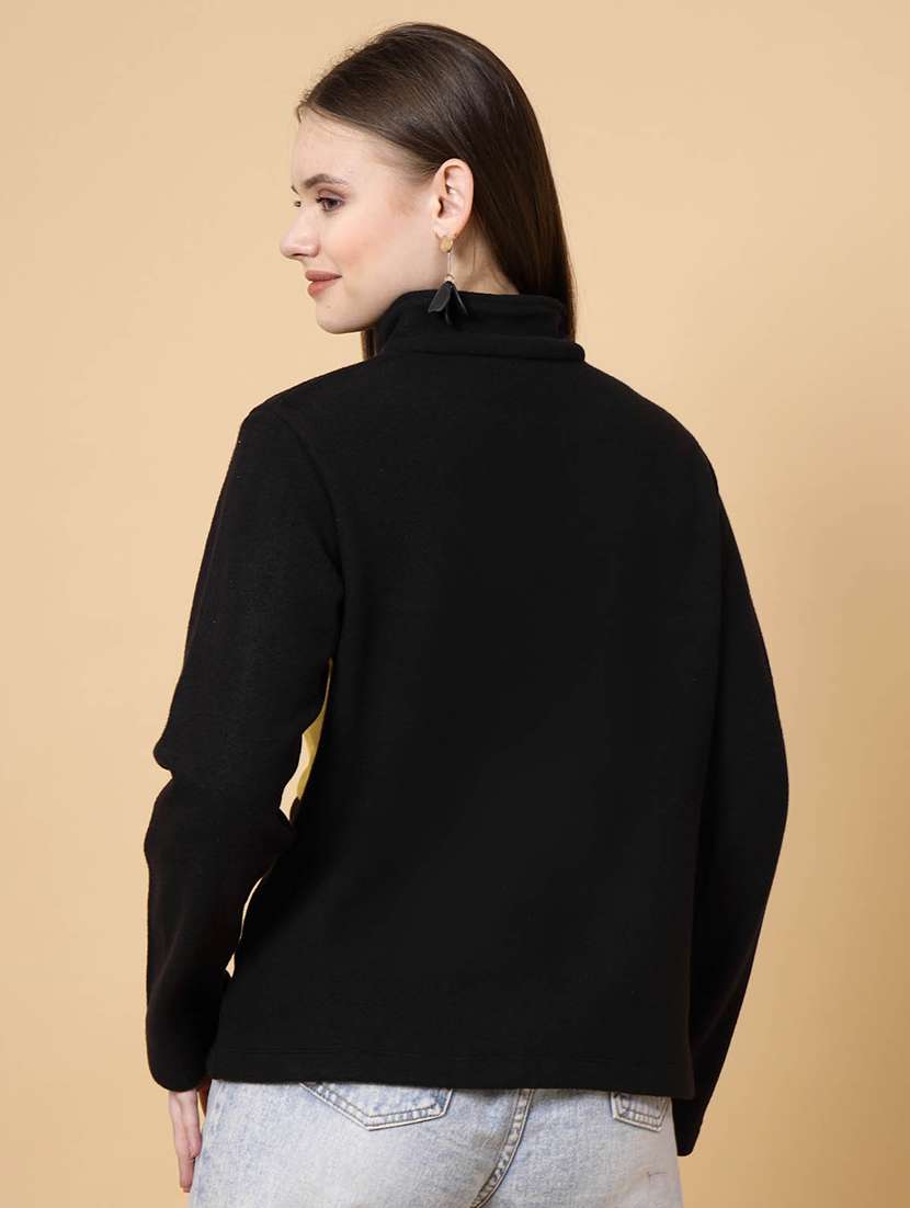 black color block long sleeve sweatshirt - 20683126 -  Standard Image - 2