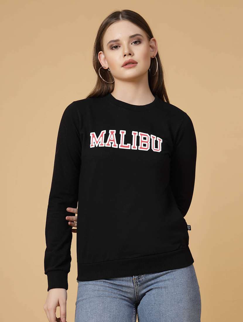 black typographic long sleeve sweatshirt