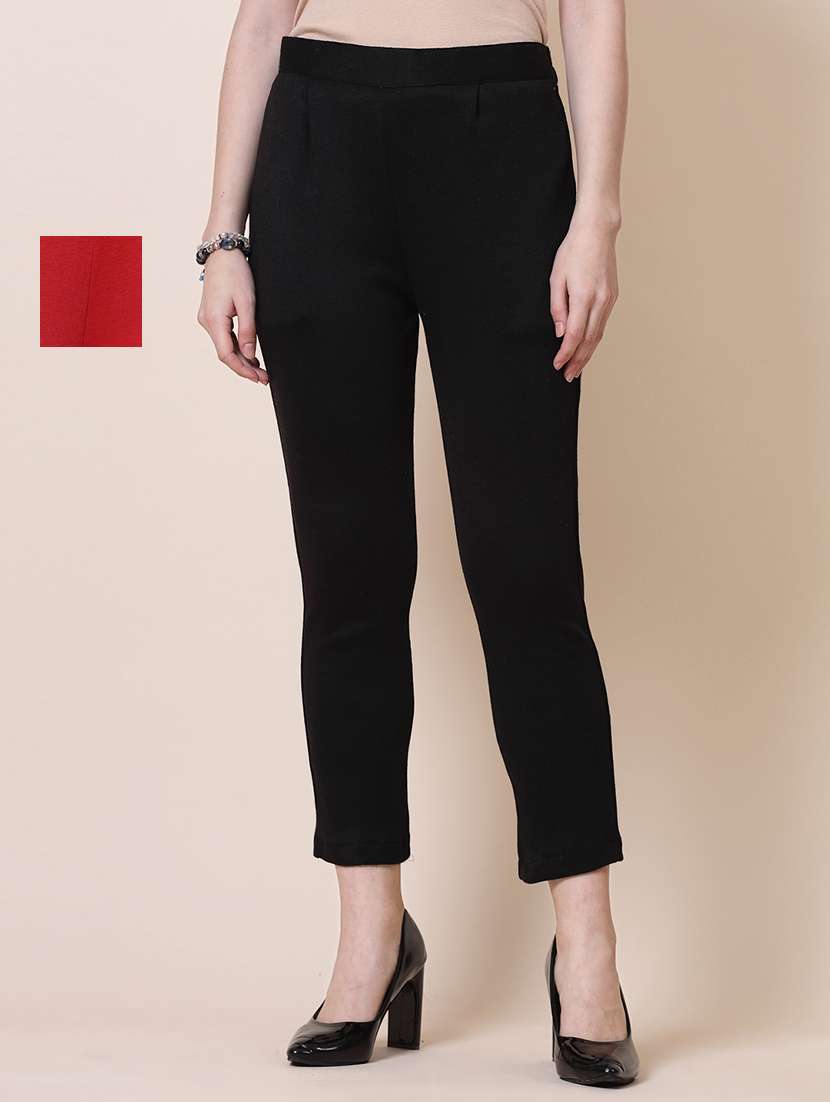 women pack of 2 multicolored solid trouser - 20683298 - Zoom Image - 0