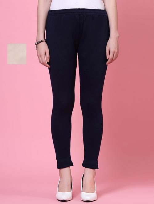 women pack of 2 multicolored solid leggings - 20683314 -  Standard Image - 0