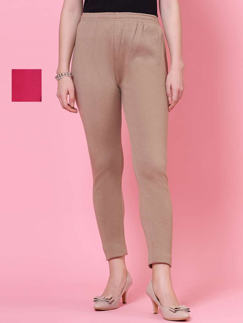 women set of 2 mid-rise multicolored full length leggings