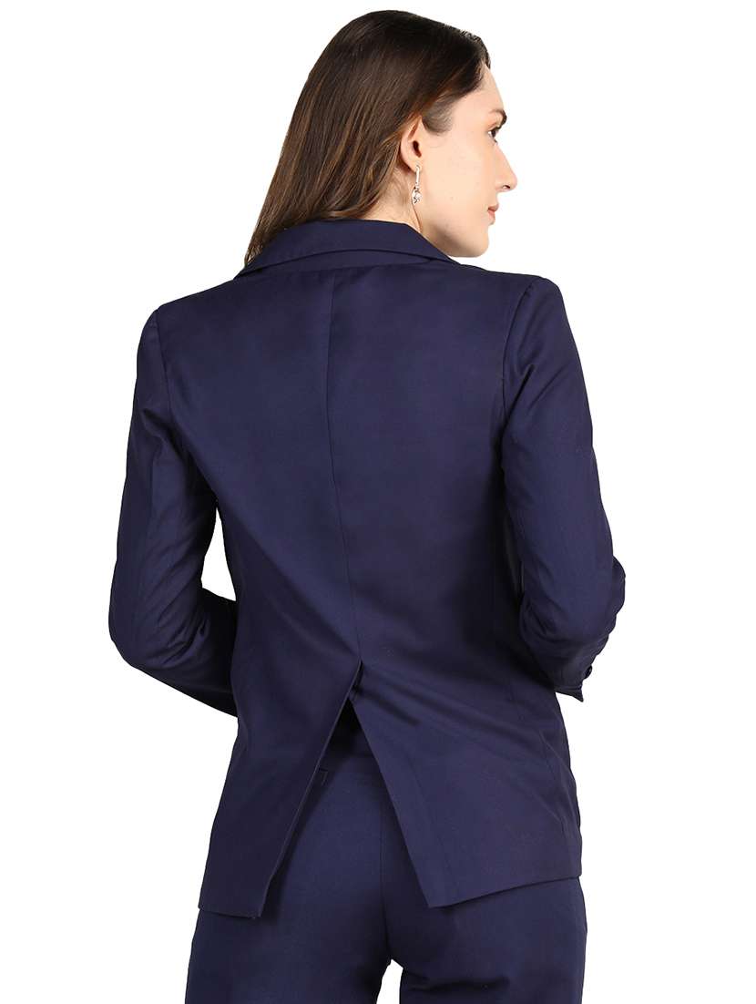 solid blue cotton casual blazer - 20683741 -  Standard Image - 2