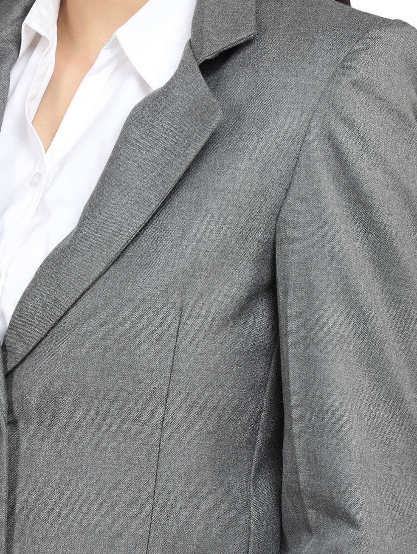 women grey solid full sleeve casual blazer - 20683744 -  Standard Image - 2