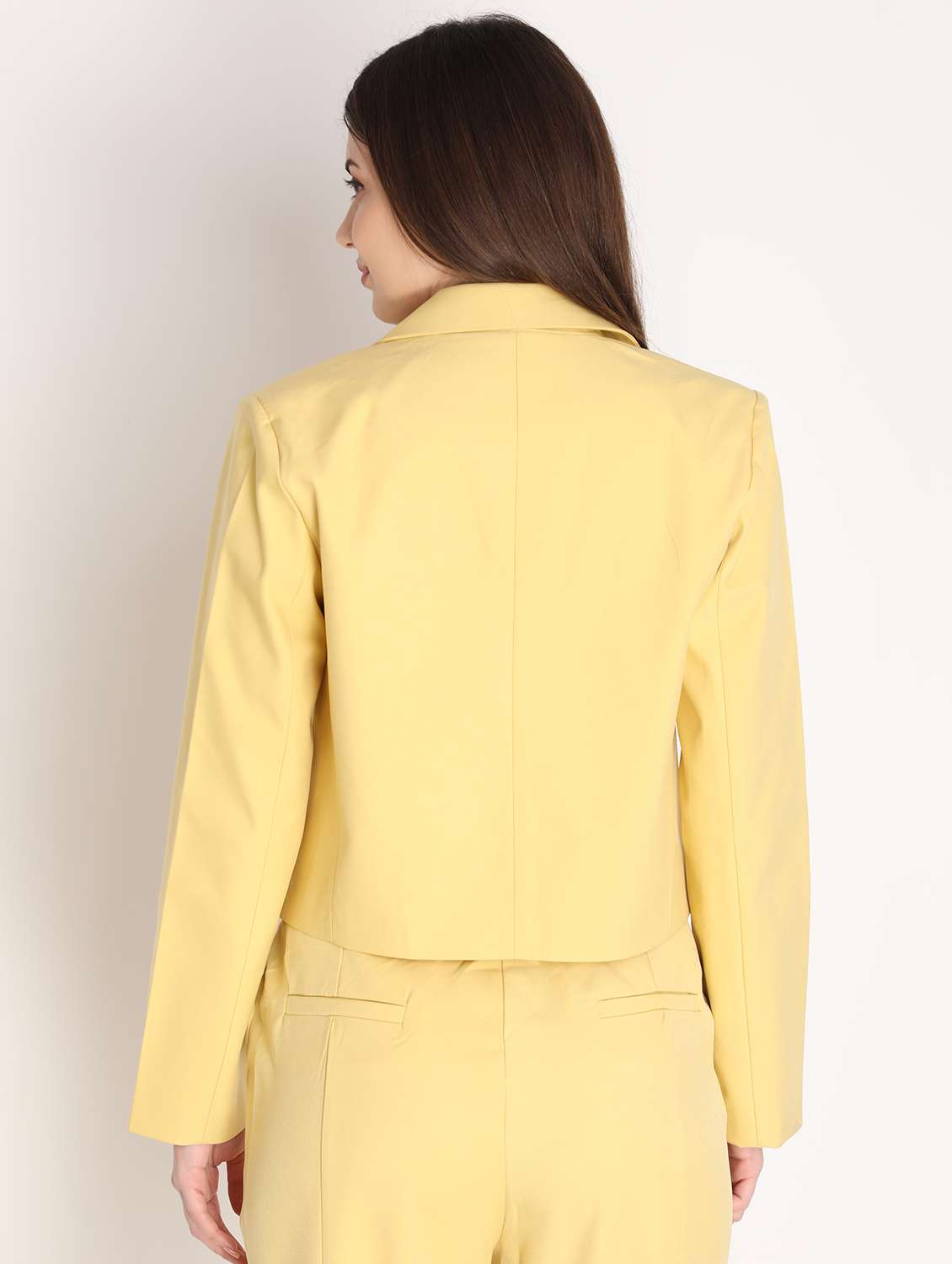 solid yellow casual crop blazer - 20683747 -  Standard Image - 2