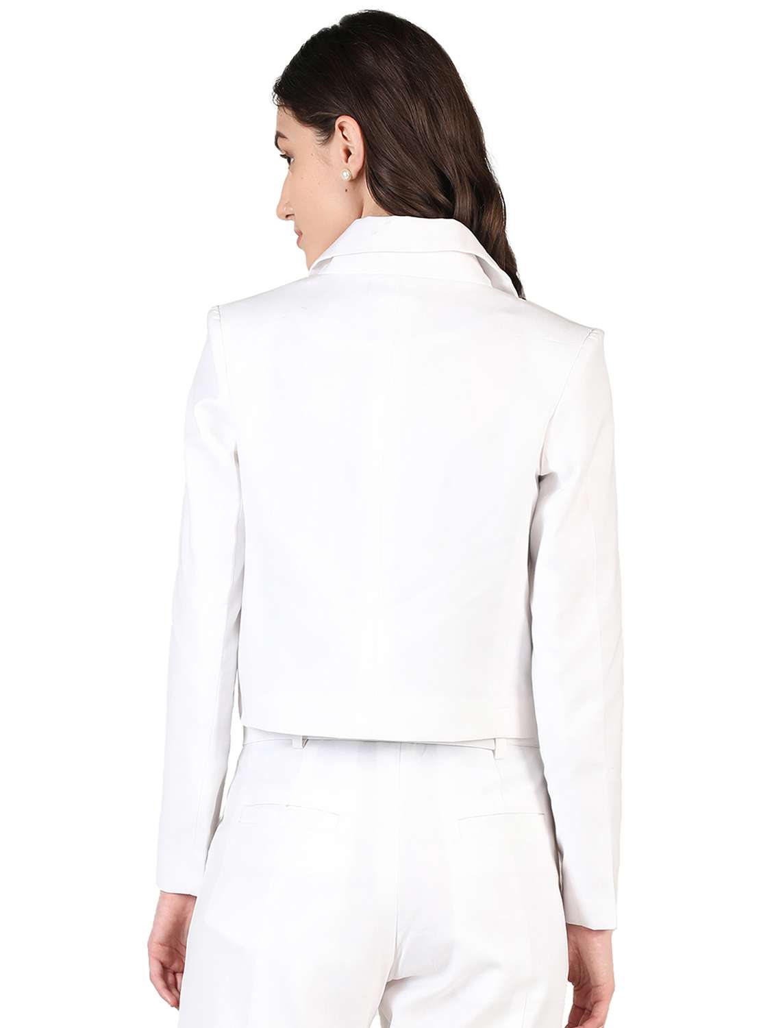 solid white casual crop blazer - 20683748 -  Standard Image - 2
