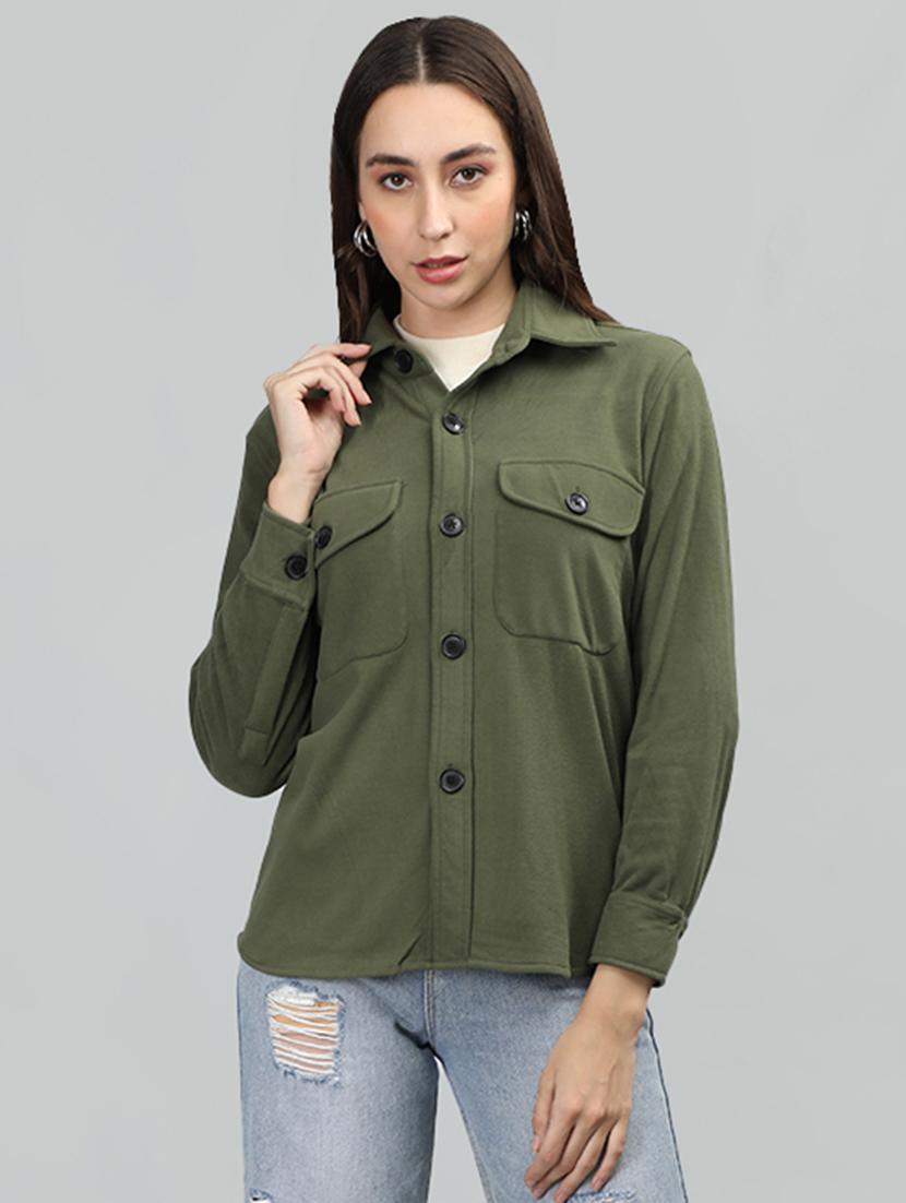 women green solid regular shirt - 20683849 -  Zoom Image - 0