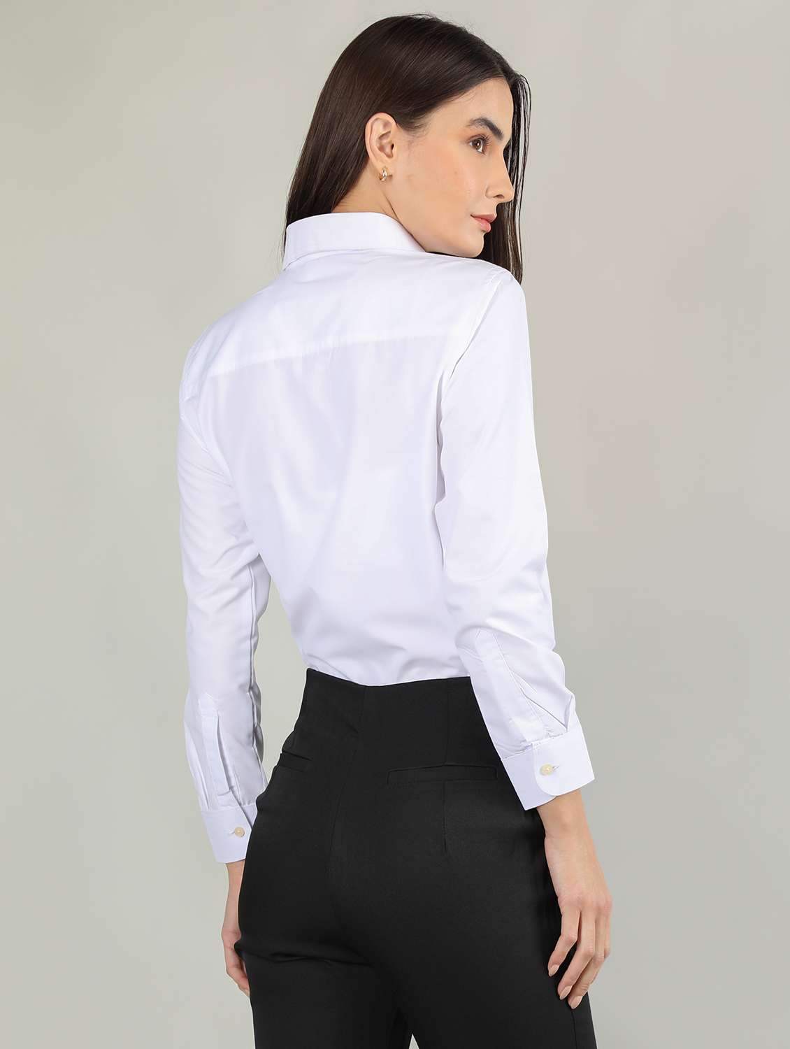 women white solid full sleeve regular shirt - 20683850 -  Standard Image - 2