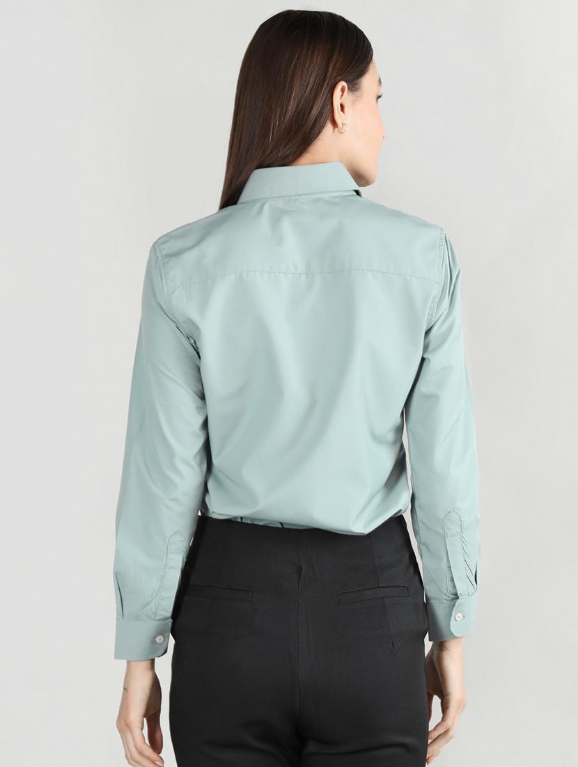 solid green cotton casual shirt - 20683851 - Standard Image - 2