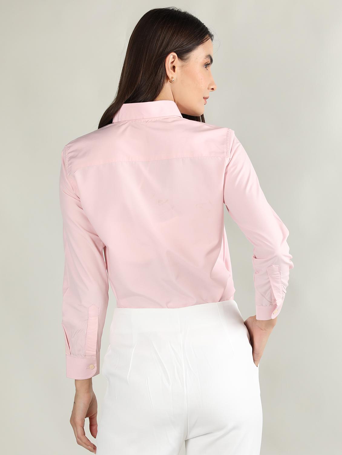 solid pink cotton casual shirt - 20683855 - Standard Image - 2