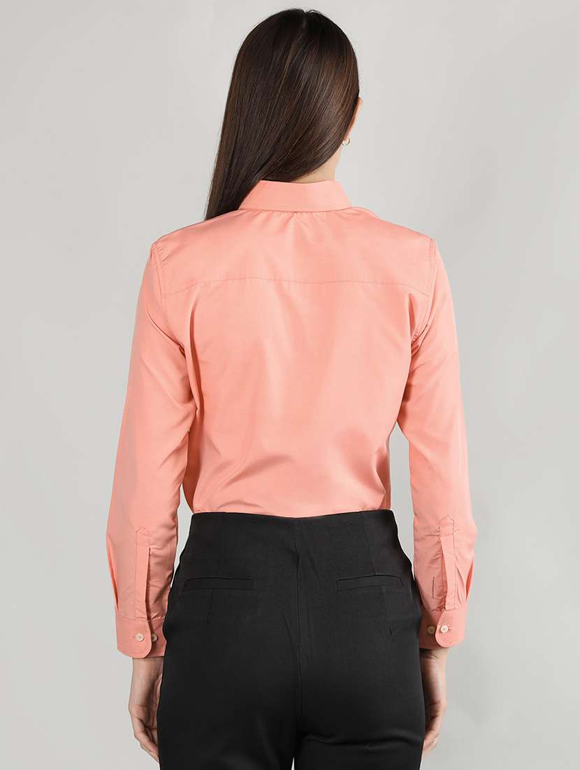 women pink solid full sleeve regular shirt - 20683861 -  Standard Image - 2