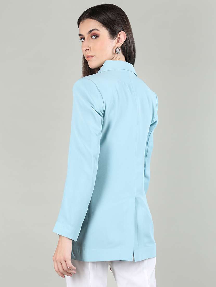 solid light blue casual blazer - 20683875 - Standard Image - 2