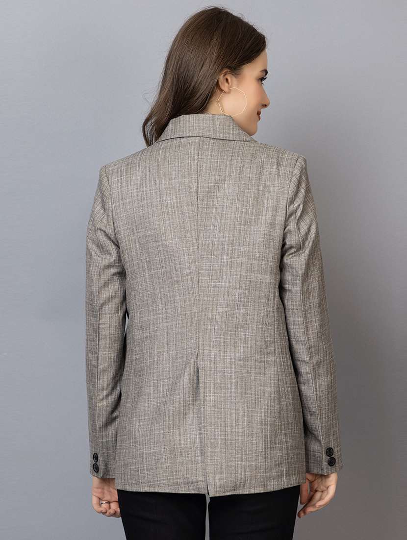 women grey solid full sleeve summer jacket - 20683877 - Standard Image - 2