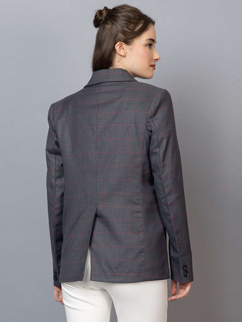 women grey solid full sleeve summer jacket - 20683878 - Standard Image - 2