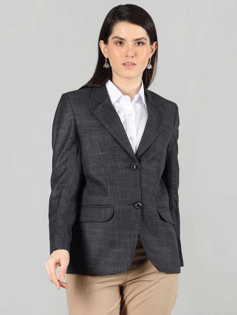 grey checked formal blazer