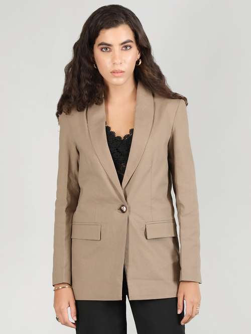 solid brown casual blazer - 20683886 -  Standard Image - 0
